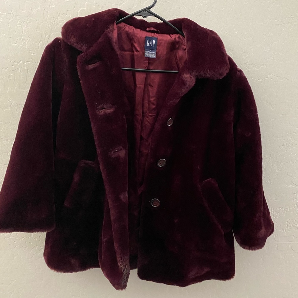 Gap Kids Faux Fur Cherry Color Jacket Small